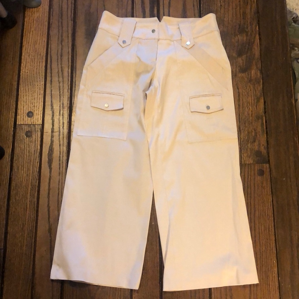 Cache wide leg crop khaki pant vintage Sz 2
